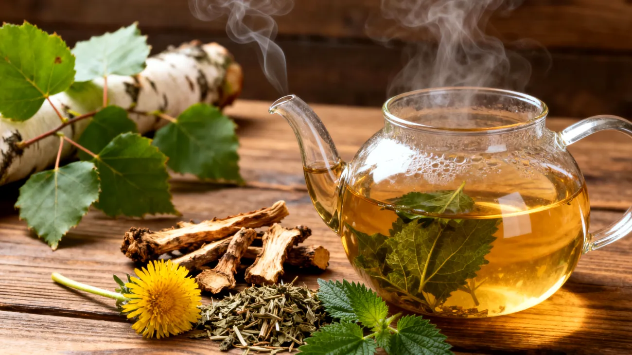 Birkenblättertee mit Löwenzahnwurzel und Brennnesselblättern"