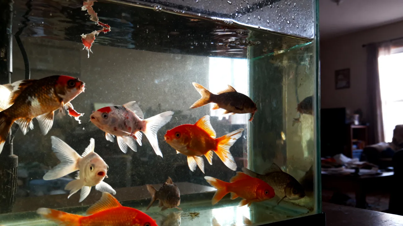 Fische zeigen aggressives Verhalten oder Territorialität in einem zu kleinen Aquarium oder bei ungeeigneter Beckenhaltung in der Wohnung"