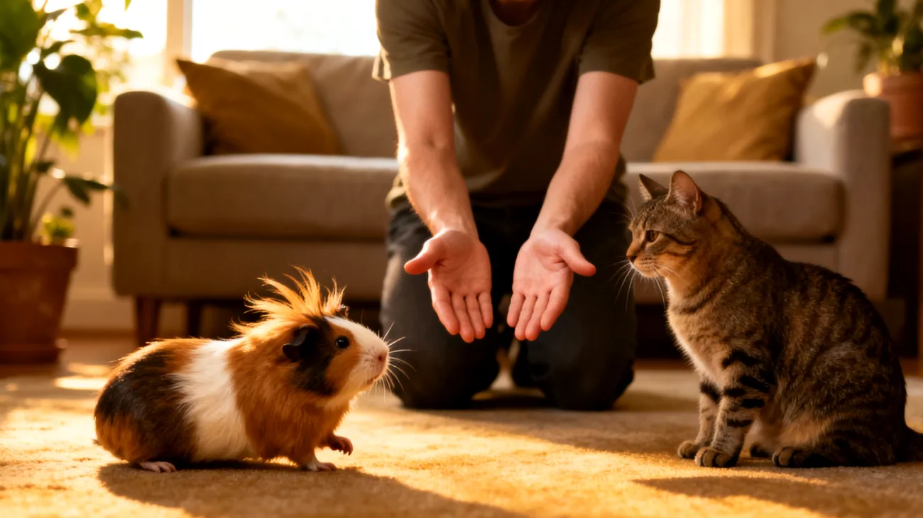 Meerschweinchen zeigen Aggressionsverhalten gegenüber anderen Haustieren im Haushalt und benötigen spezielle Trainingsmethoden zur friedlichen Koexistenz"