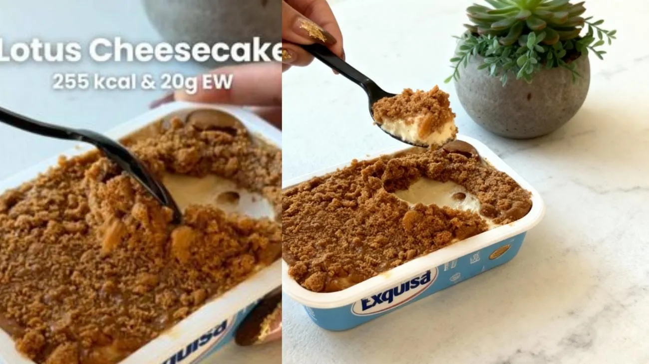 ⬇️ Rezept ⬇️ Lotus Cheesecake 255 kcal & 20 g Eiweiß ✅ schnell & einfach ✅ kalorienarm ✅ proteinreich Zutaten: • 1 Packung Exquisa Fitline Frischkäse • 3 g Chunky Caramel Cookie Crumble • 15 g Lotuscreme • 1 Lotuskeks ⸻ Zubereitung: Frischkäse mit Chunky vermengen. Lotuscreme kurz in der Mikrowelle erwärmen und auf dem Frischkäse verteilen. Den Lotuskeks zerbröseln und darüber streuen. Für etwa eine Stunde in den Kühlschrank stellen und genießen. 😍 ⸻ Inspo von @reniasbackwelt ❤️ Viel Spaß beim Nachmachen! Markiert mich gerne, wenn ihr's ausprobiert habt! 💛"